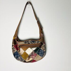 Vintage Tignanello Patchwork‎ Leather Hobo Shoulder Bag Y2K Cottage 90s Soho